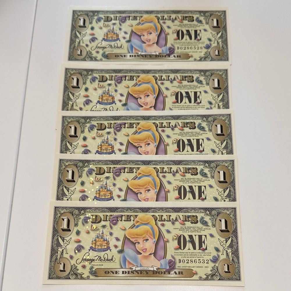 2005 D Series uncirculated Disney Cinderella Dollar Set of 5